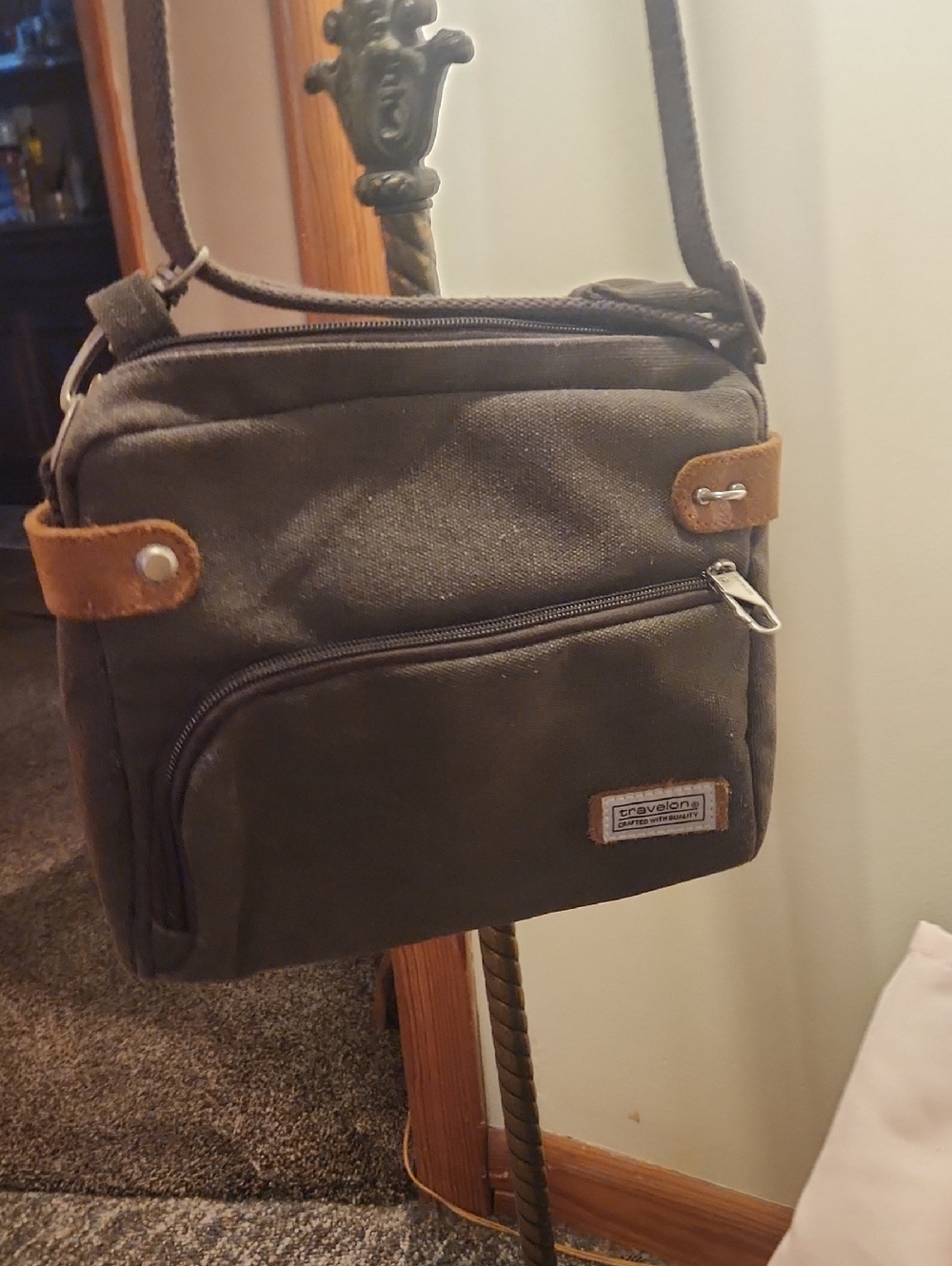 Travelon Pewter Color Compact Crossbody Messenger Bag